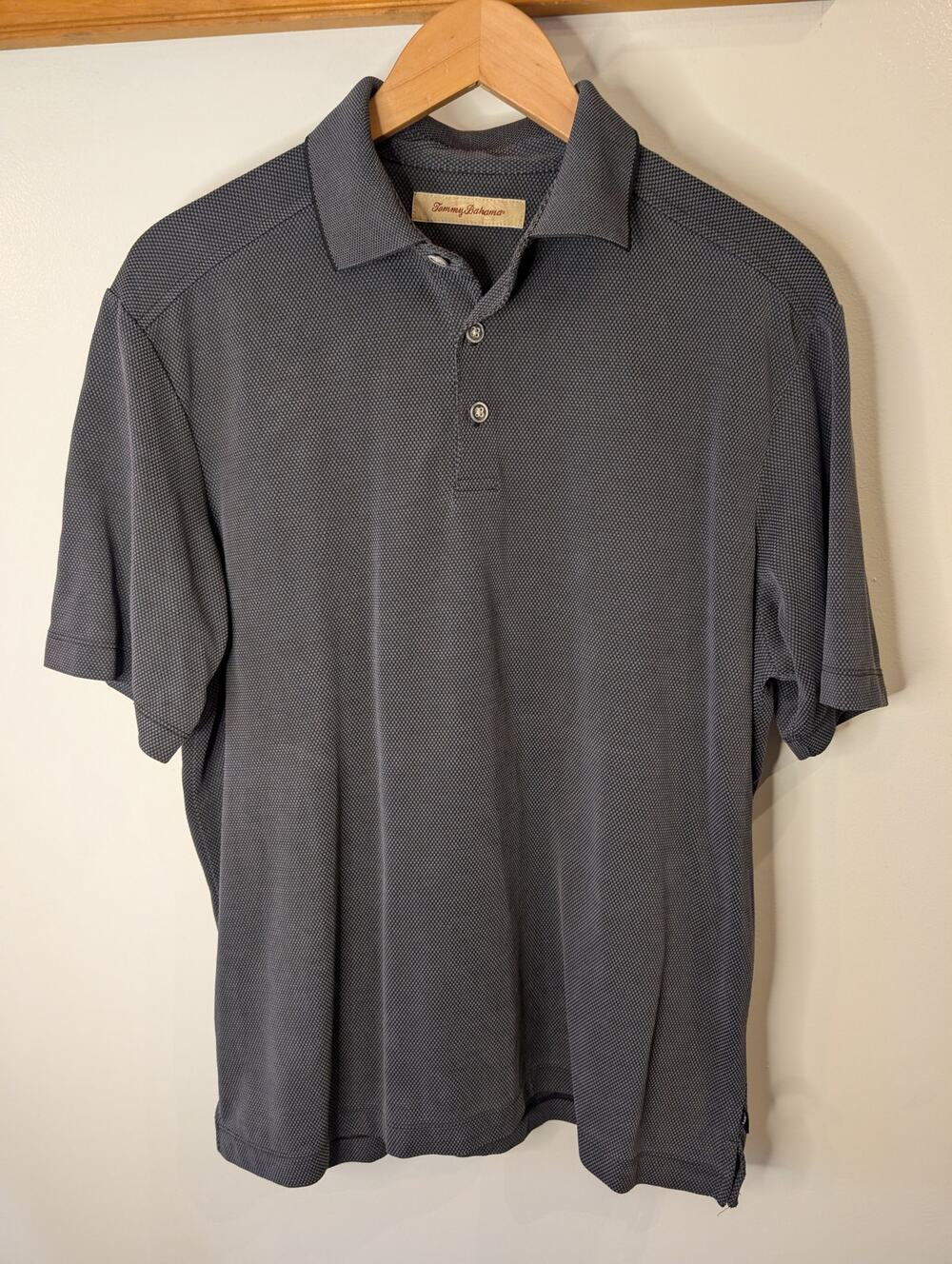 Tommy Bahama Men's Textured Polo Shirt Gray Short Sleeve Resort Wear M